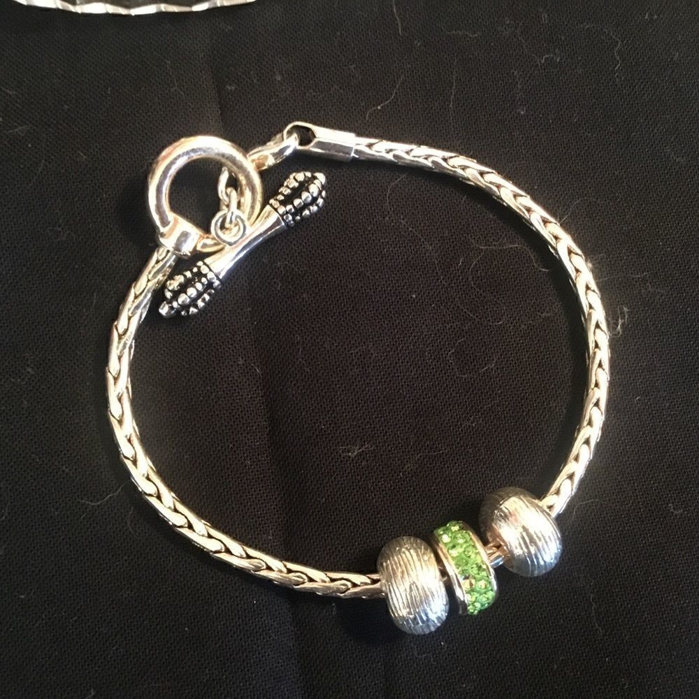 Silvertone 3 Bead Bracelet